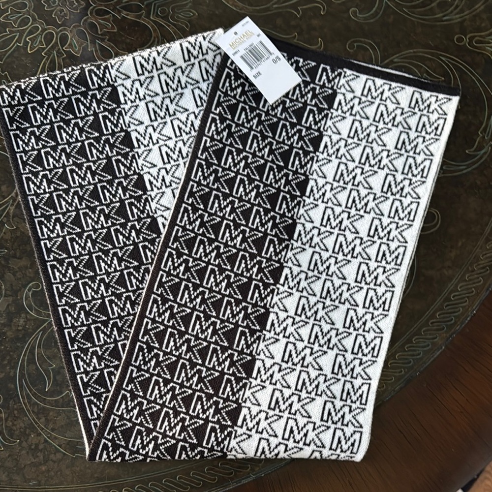 Michael Kors Black and White Logo Scarf